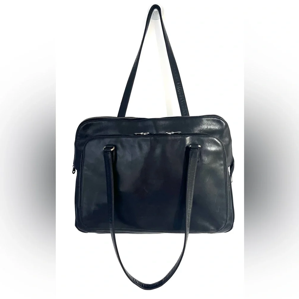 Johnny Farah Black Leather Unisex Briefcase